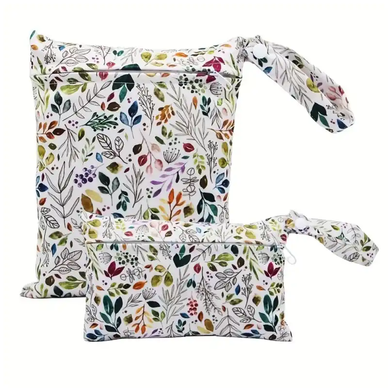 Boho Leaves 2pcs Waterproof Wetdry Diaper Bags For Travel Beach