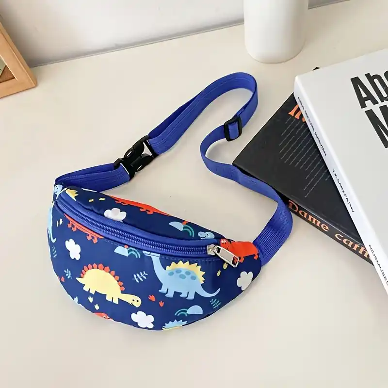 Kids Dinosaur Theme Nylon Crossbody Bag Cartoon Character Chest Sling Bag