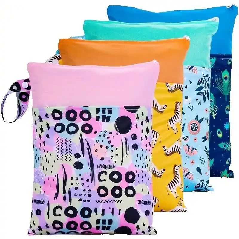 Waterproof Double Pocket Wet Dry Diaper Bag Reusable Multicolor Nappy Storage