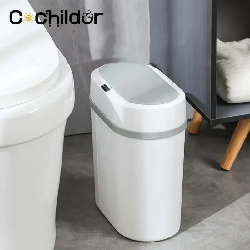 Intelligent Sensing Automatic Flip Trash Can Bathroom Storage Bin 1pc