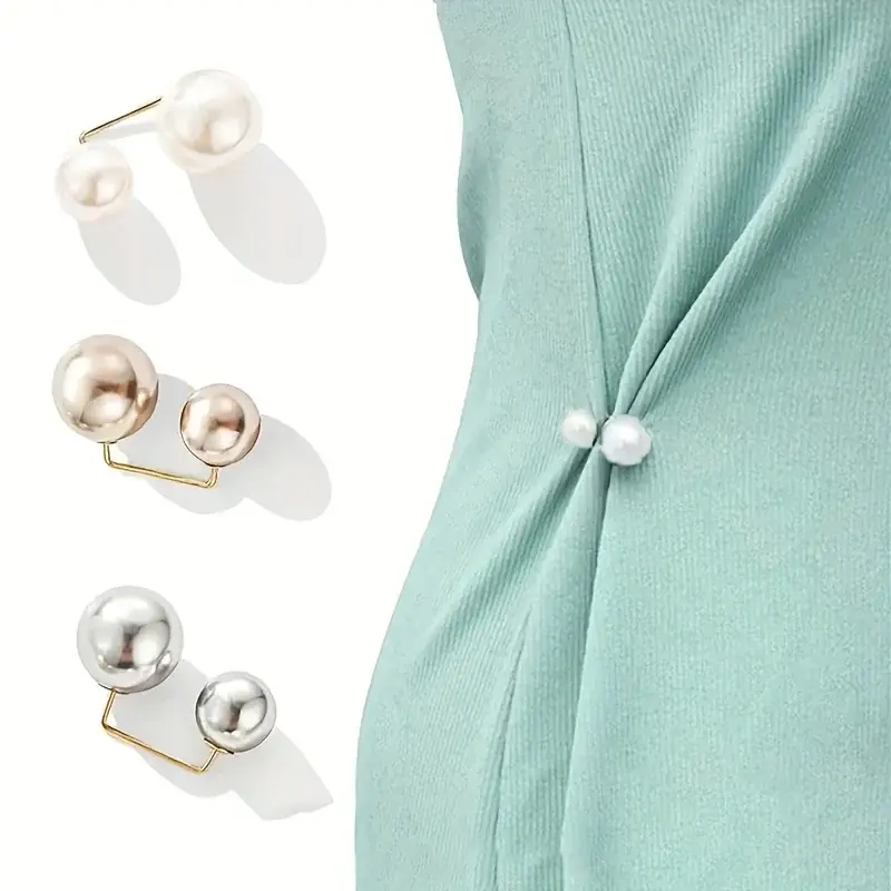 3piece Pearl Hijab Clip Set Womens Scarf Shawl Pins Waist Buckle Accessory
