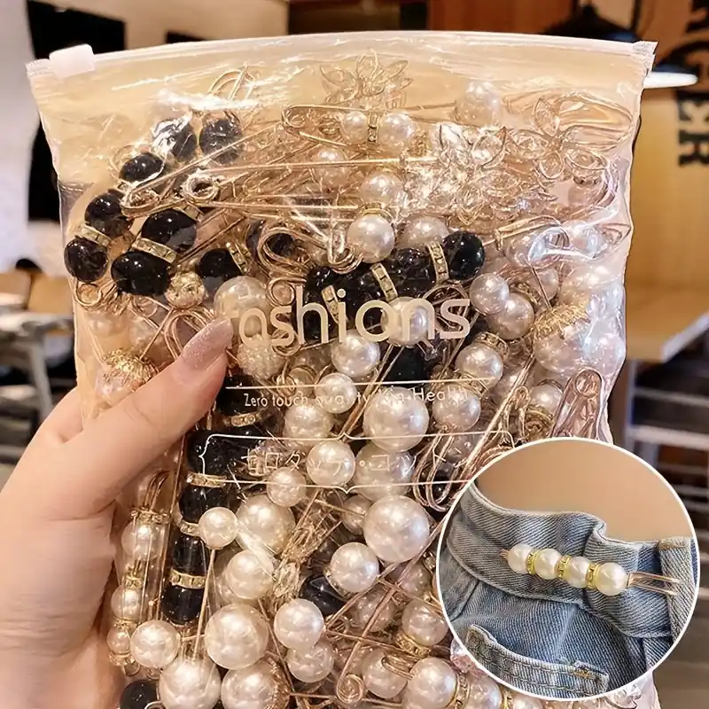 30pcs Elegant Large Faux Pearl Beads Brooch Pin For Scarf Decoration