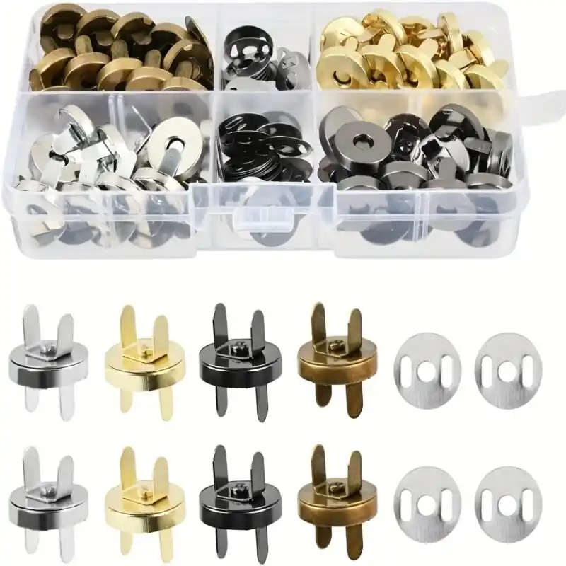 Magnetic Button Clasps 40 Sets 14mm 4 Colors For Sewing Crafts Bags