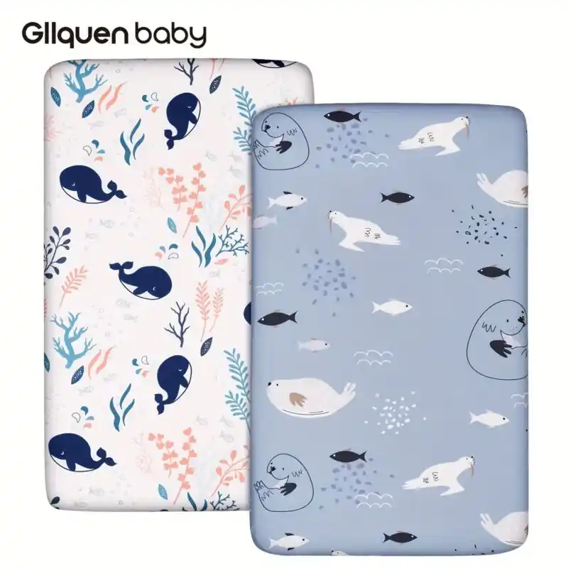 Ultra Soft Gllquen Baby Mattress Cover Sheets Portable 2pcs Set