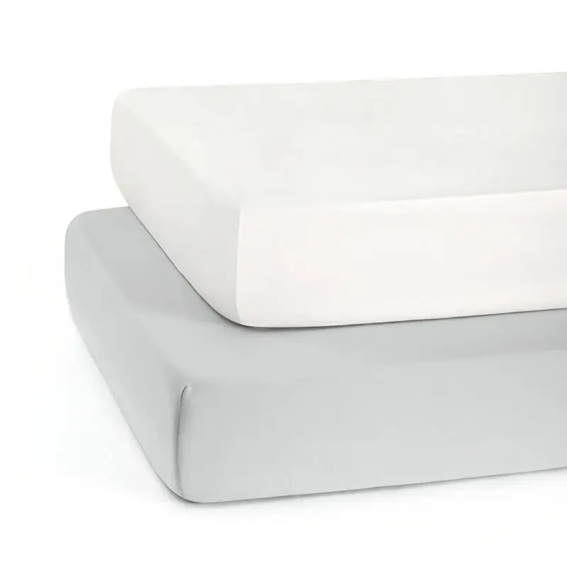 Super Soft Microfiber Fitted Crib Toddler Bed Sheet Set 2pack White Gray