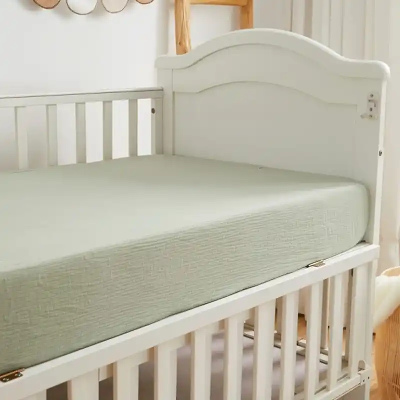 100 Cotton Green Muslin Crib Sheet Fitted Toddler Bedding For Boysgirls