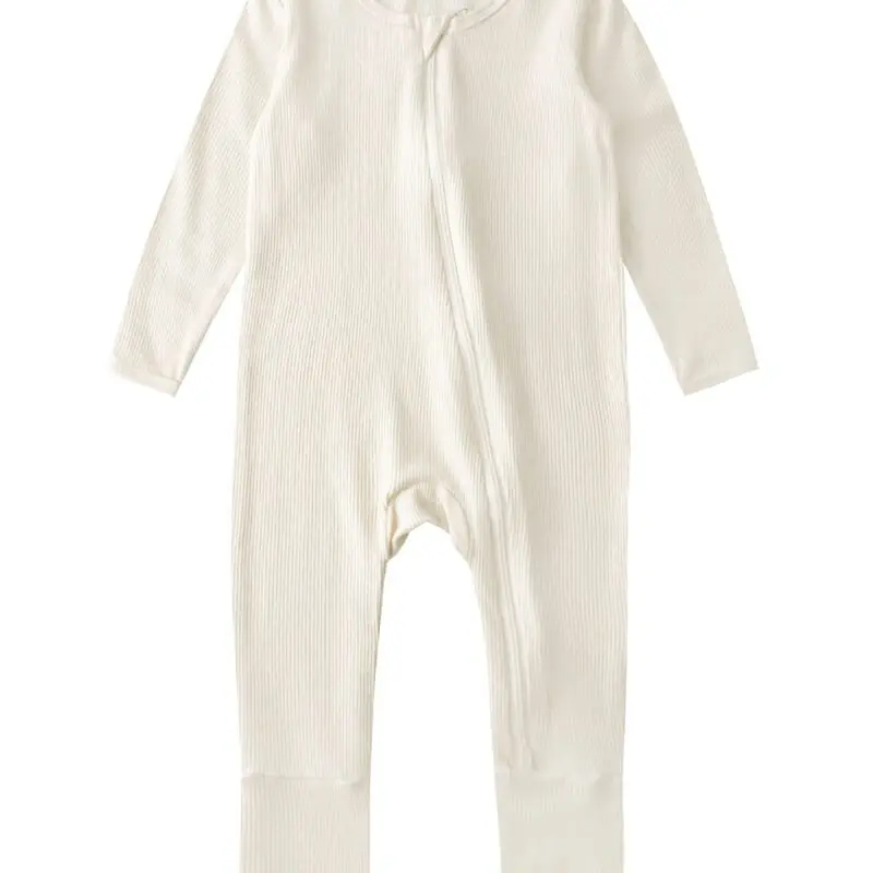 Newborn Baby Ribbed Zipup Romper Cute Vneck Casual Jumpsuit Kit