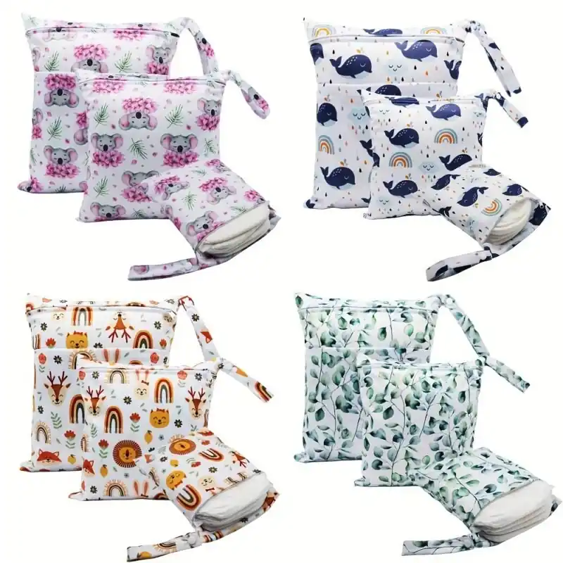 Reusable Diaper Breast Pump Parts Wet Dry Bags Set Waterproof Organizer