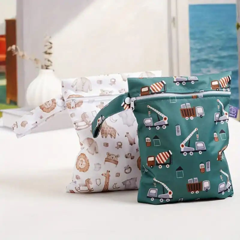 2pcs Waterproof Reusable Mummy Diaper Bags Nappy Wetdry Storage Bags