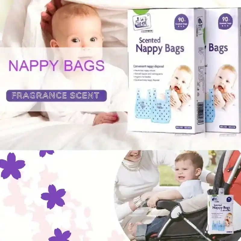 90pack Portable Scented Thickened Diaper Disposal Bags