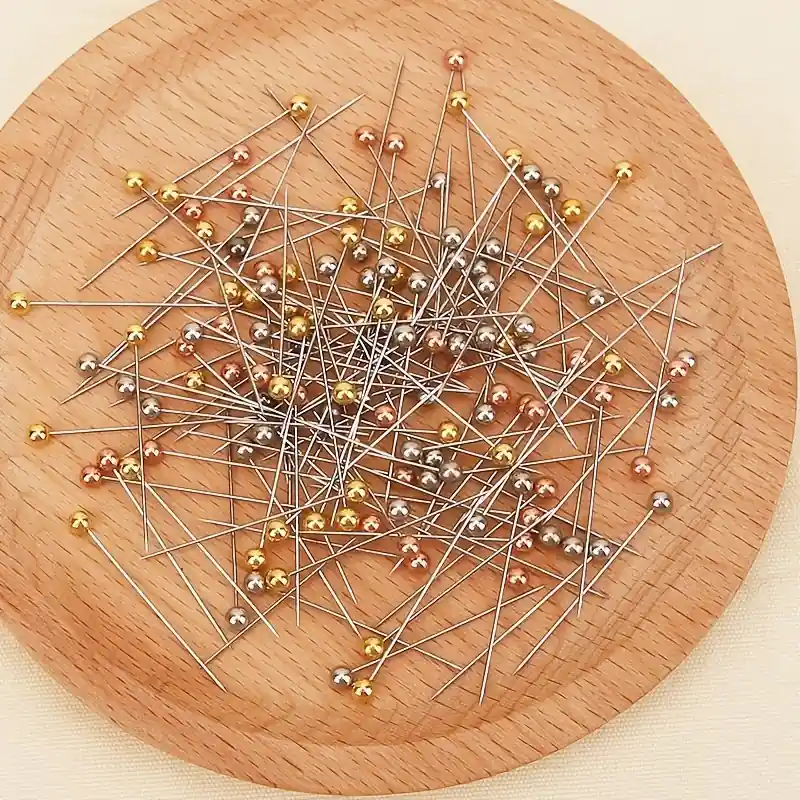 100pcs Stainless Steel Dressmaker Pins Straight Needles With Faux Pearls