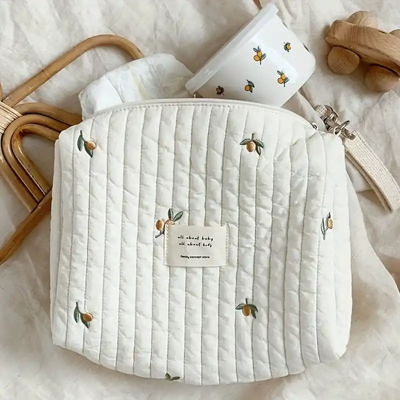 Reusable Portable Diaper Caddy Organizer With Zipper Embroidery Nappy Wetdry Bag