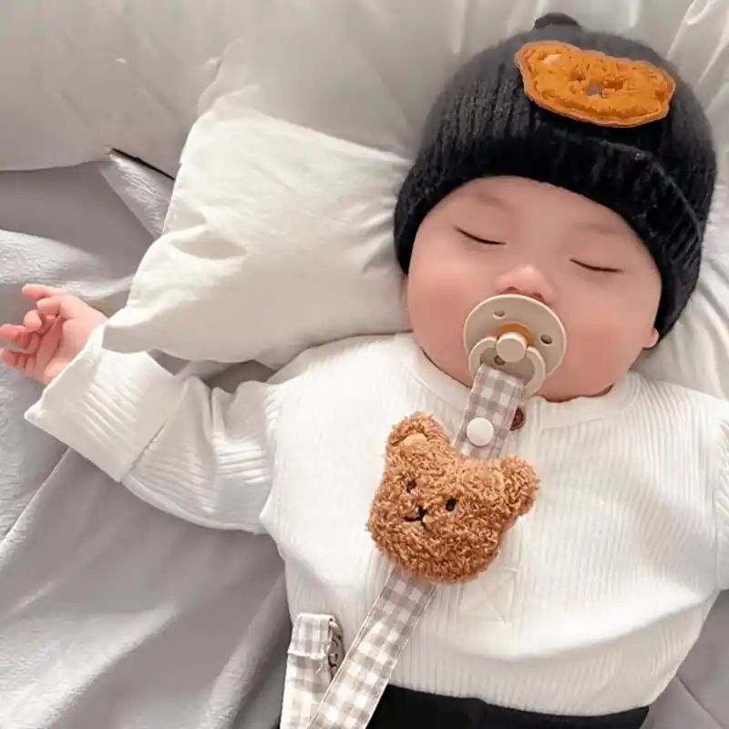 Cute Bear Cartoon Pacifier Strap Holder Holiday Gift For Babies