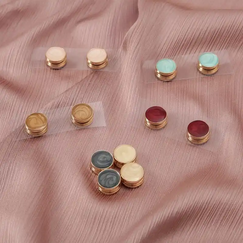 Elegant 2pcs Magnetic Hijab Pins Set Stainless Steel Scarf Buckles With Imitation Pearls
