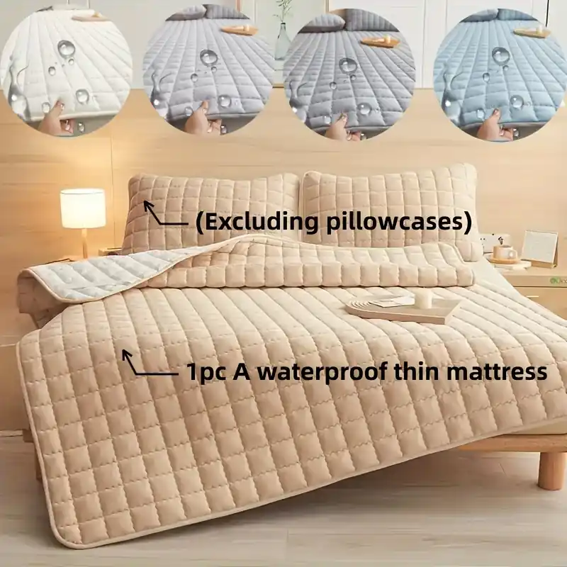 Waterproof Machine Washable Solid Color Mattress Protector Cover