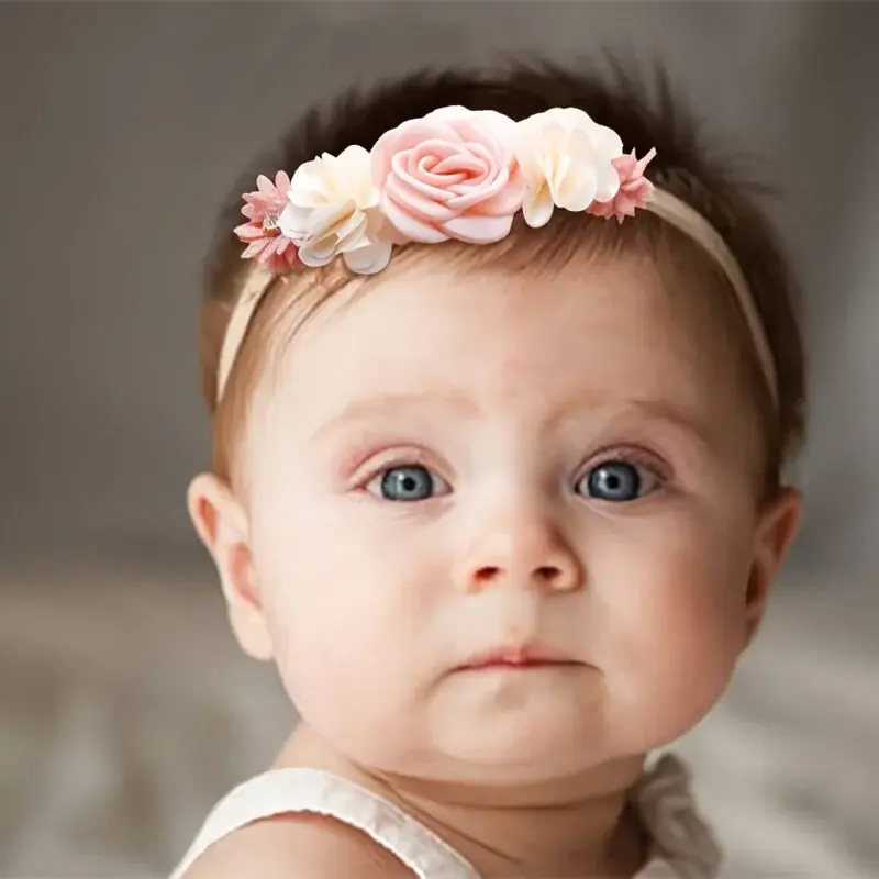 1pc Newborn Toddler Girls Soft Stretchy Floral Nylon Headbands