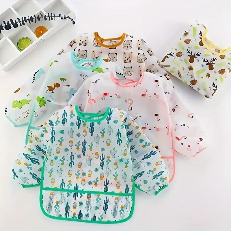 Waterproof Cartoon Dining Bib Washable Feeding Smock Easter Gift 1pc