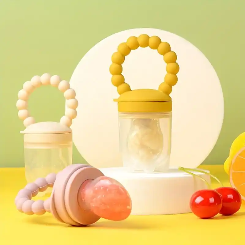3pcs Kids Silicone Fruit Vegetable Feeder Pacifier With Handle Holiday Gift