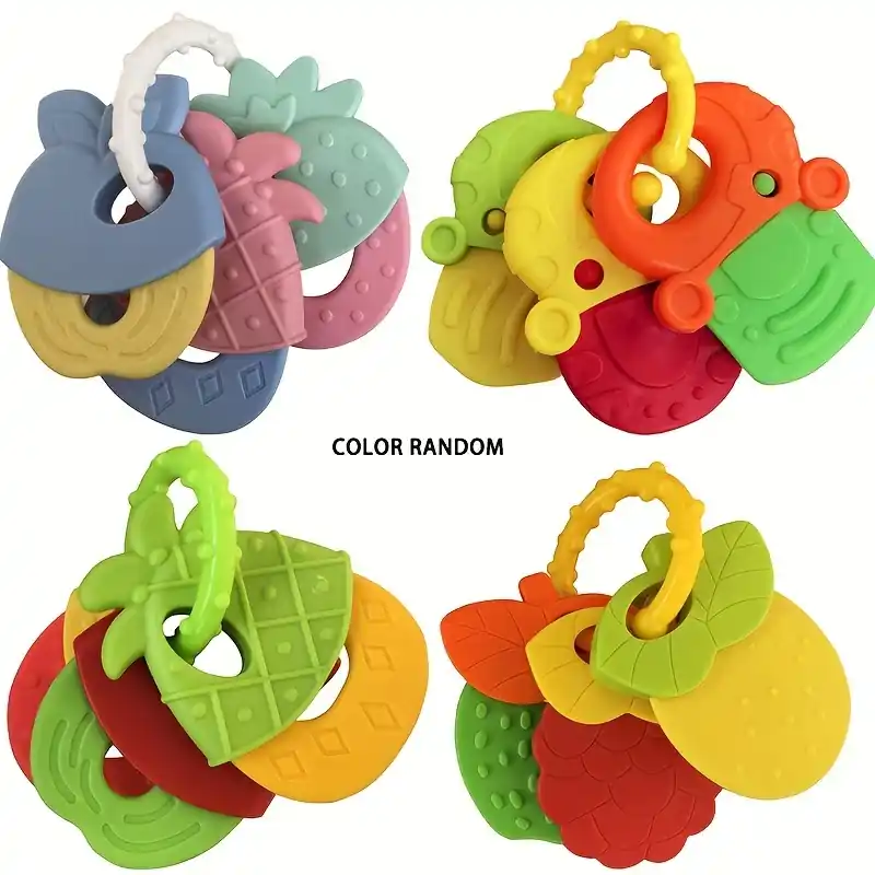 Bpafree Silicone Baby Teething Toy Set Fruit Shaped Teether Keys