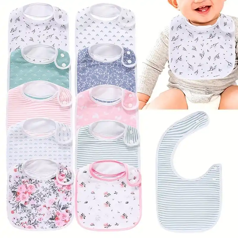 Easter Gift 5pcs Waterproof Cotton Baby Bibs For Teething Drooling Feeding