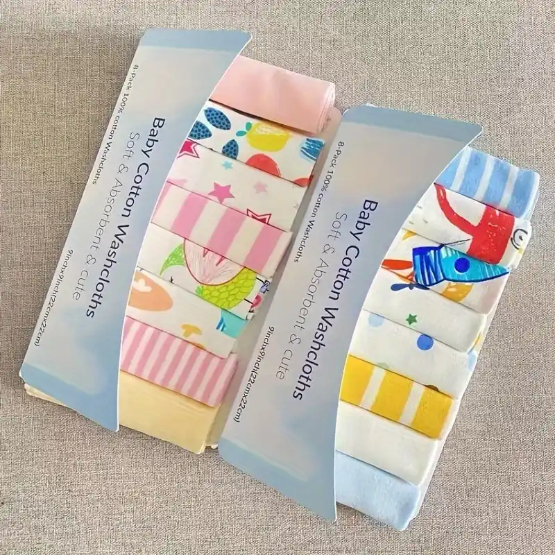 Soft Baby Washcloths Burp Bibs And Bath Towels 8pcs Set Perfect Newborn Gift