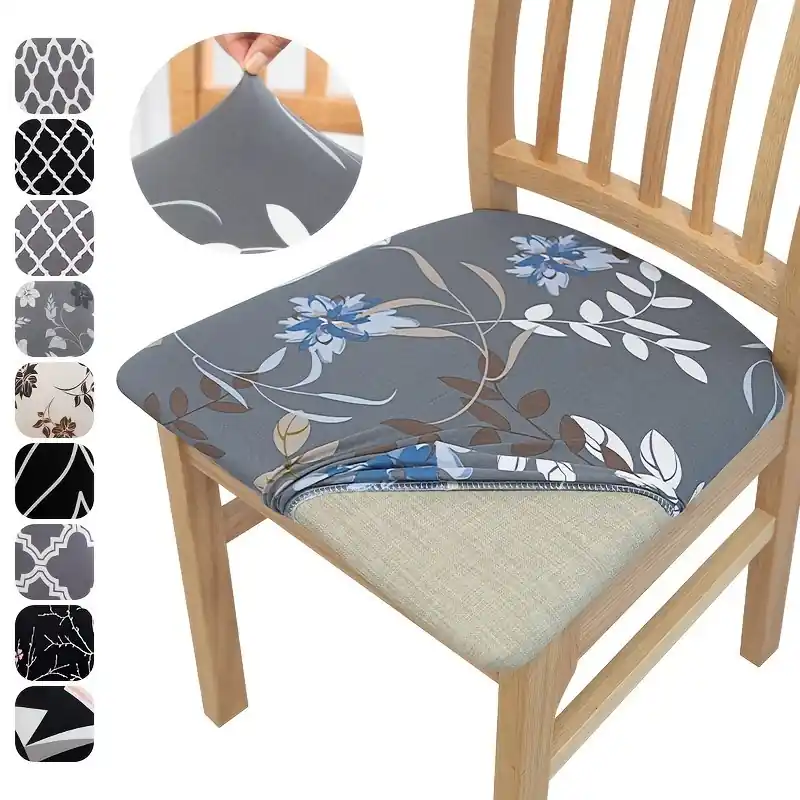 Stretchable Printed Dining Chair Seat Covers Washable And Removable Protector