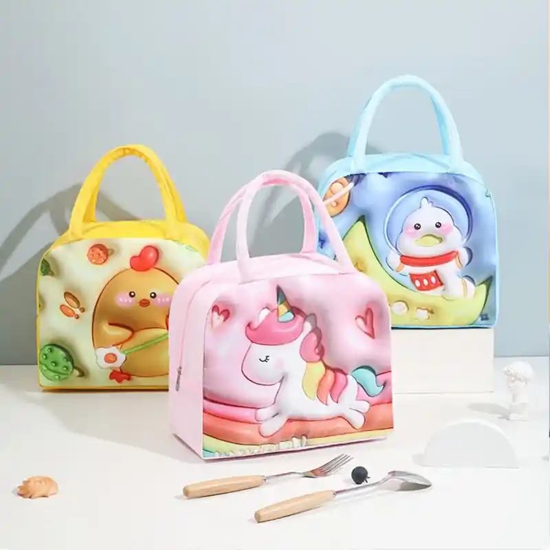 Girls 3d Pattern Cute Insulated Lunch Bag Ideal Portable Gift