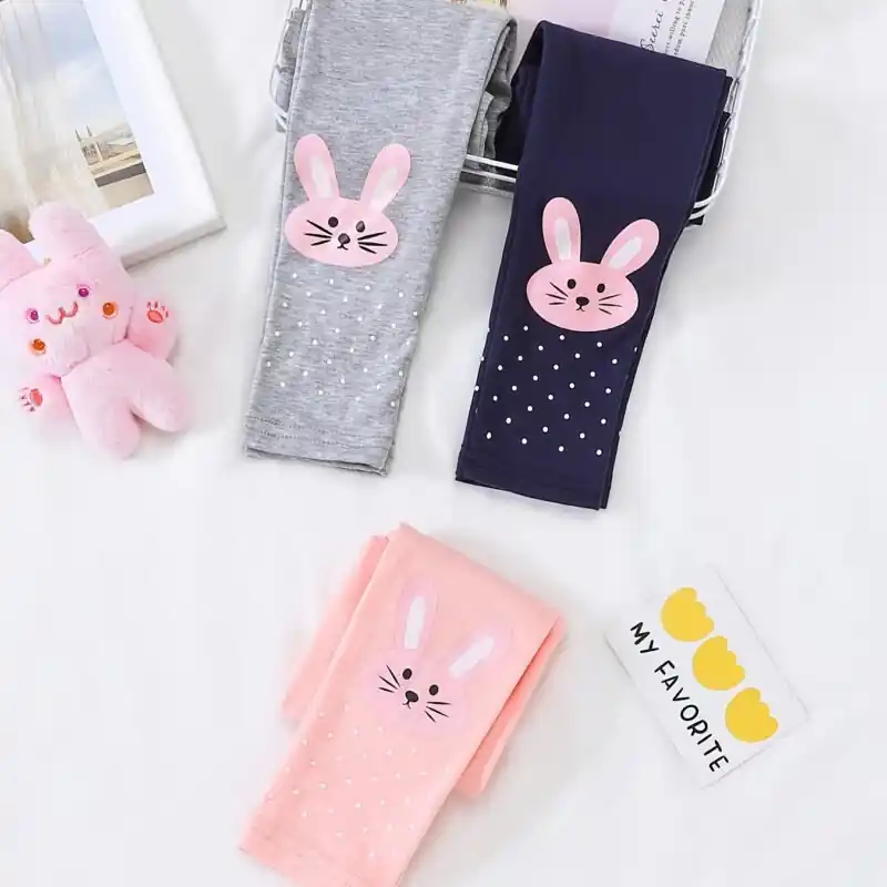 Easter Bunny Print Cotton Stretch Leggings For Girls Kids Clothing