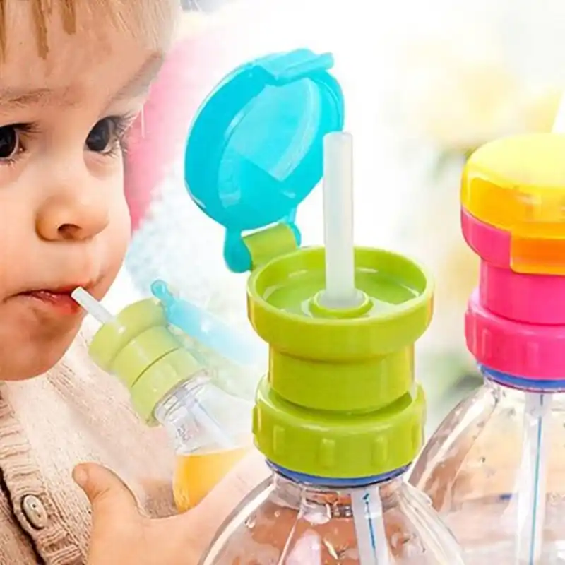 Kids Spillproof Water Bottle Cap With Safe Sippy Straw Ideal Holiday Gift