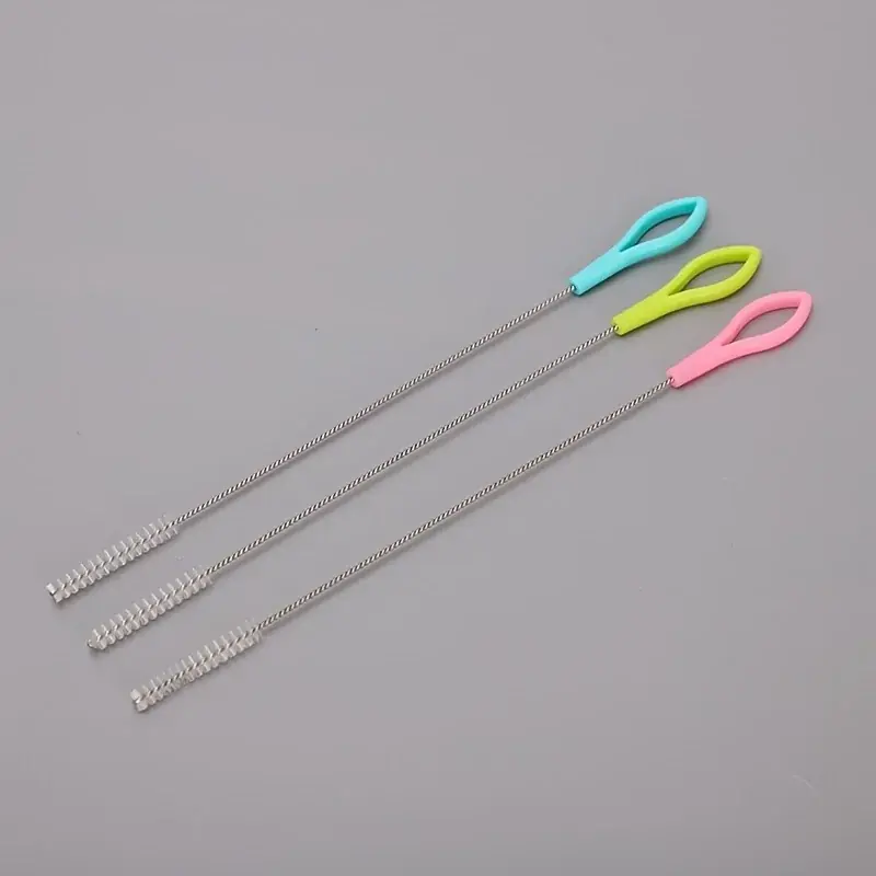 3piece Stainless Steel Straw Cleaner Set With Nylon Bristles For Bottles