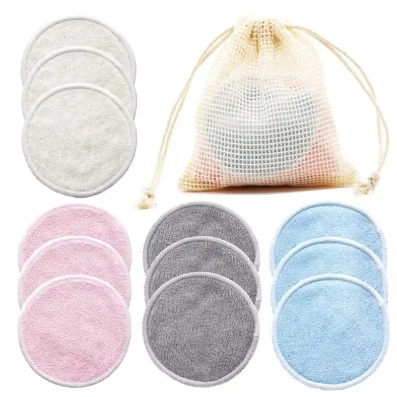 12pack Reusable Cotton Makeup Remover Pads Washable Facial Cleaning Tools