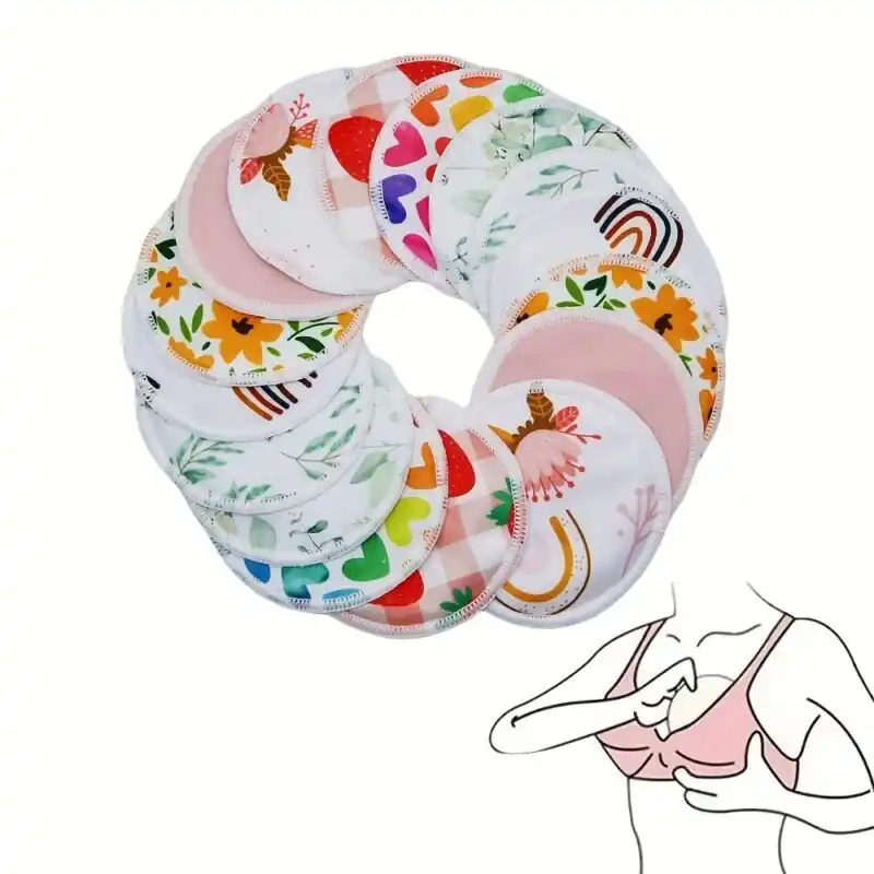 Reusable Bamboo Breastfeeding Pads Washable Absorbent 8pcs Random Colors