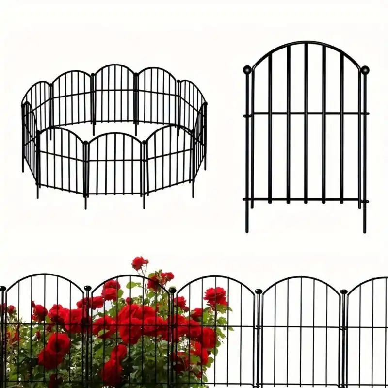 10pcs Rustproof Metal Garden Fence Animal Barrier Yard Patio Decor