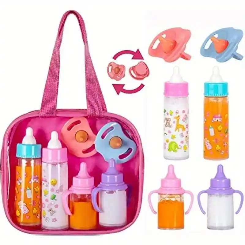 Realistic Baby Doll Feeding Set With Milk Juice Bottles And Pacifier