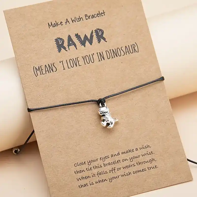 Stylish Dinosaur Pendant Pu Leather Bracelet For Women And Girls