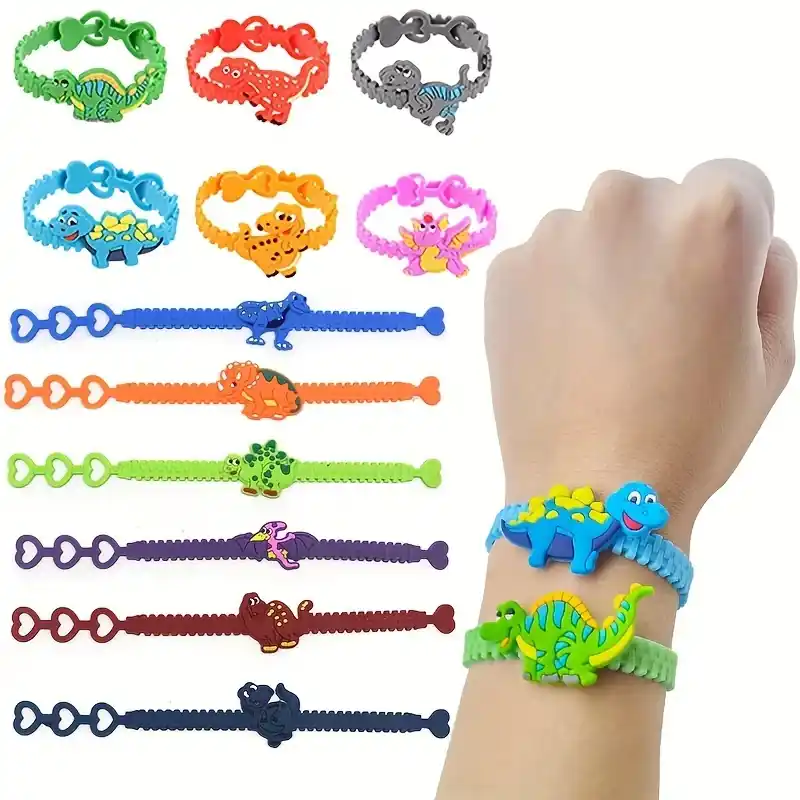 Dinosaur Silicone Wristbands 12pcs Cute Party Decor Teen Holiday Gifts
