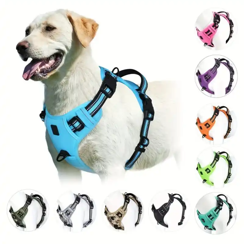 Adjustable Nopull Dog Harness With Reflective Strip For Safe Walks Training