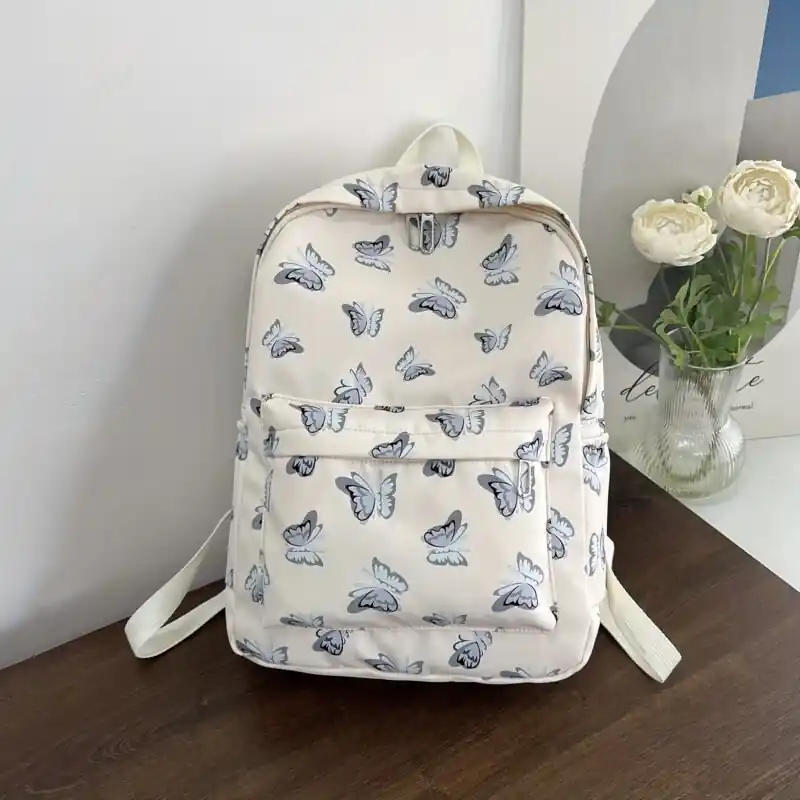 Large Capacity Kawaii Style Butterfly Print School Backpacktravel Bookbag