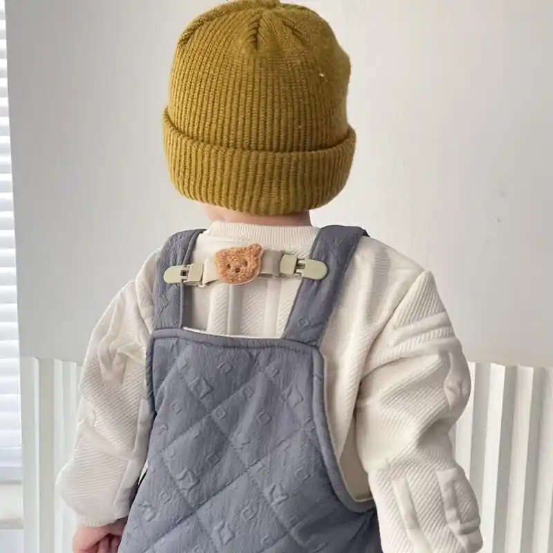 Antislip Baby Overalls Clip Cute Bear Strap Bib Holder Childrens Clothes Decorations