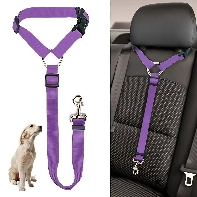 Adjustable Pet Car Harness Seat Belt Lead Leash For Safety