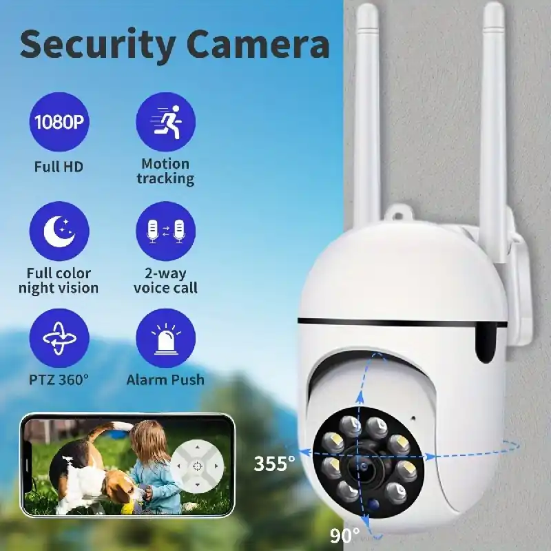 Hd 1080p Wireless Security Camera Wifi Ptz Ip Twoway Audio Motion Detection 256g Sd Support