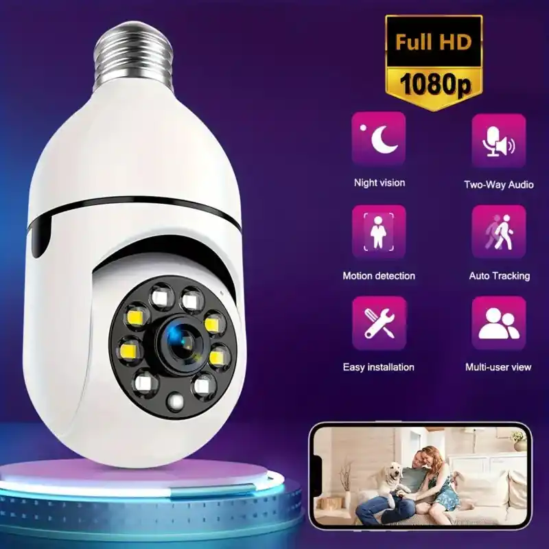Afgvk 2k Hd Wireless Wifi Security Camera Light Bulb With 360 Ptz