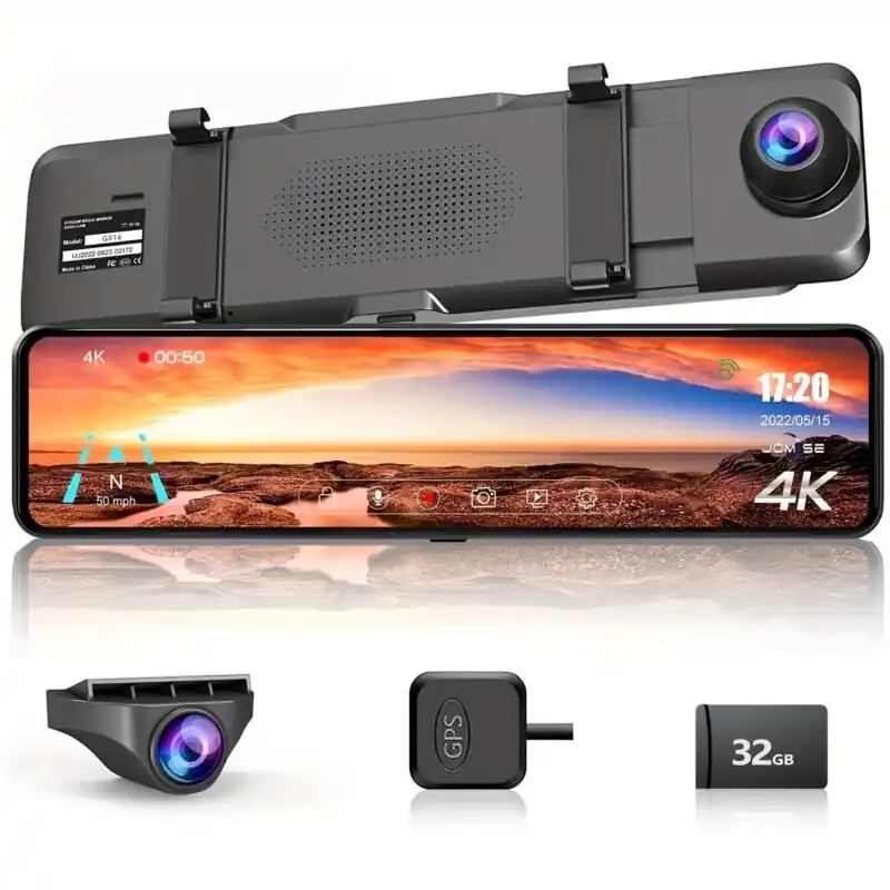 4k Dual Lens Mirror Dash Cam 11 Touch Screen Backup Camera For Cars