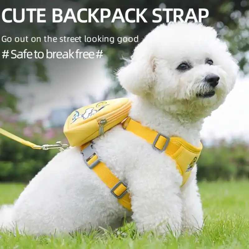 Embroidered Veststyle Pet Leash With Backpack For Dogs Cats