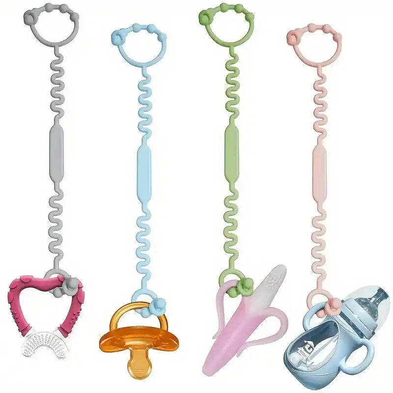 Adjustable Baby Safety Straps Silicone Teether Toy And Sippy Cup Holder Bpa