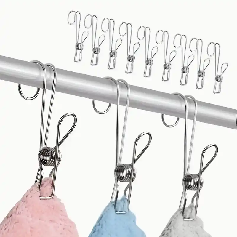 5pack Windproof Metal Clothespin Hooks For Towels And Household Use