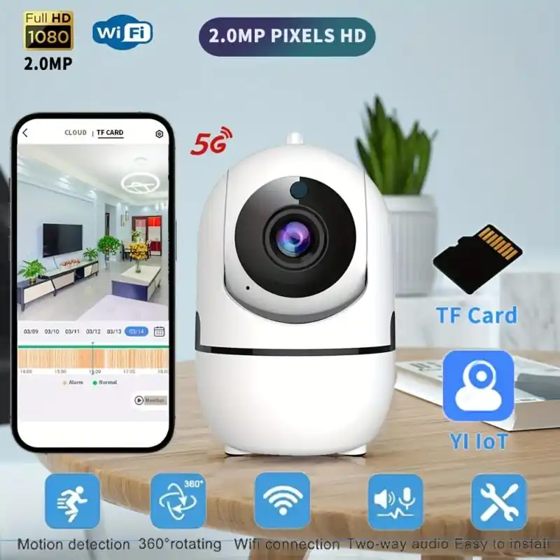 Hd 2mp Dual Band Wifi Home Security Camera With 360 Surveillance