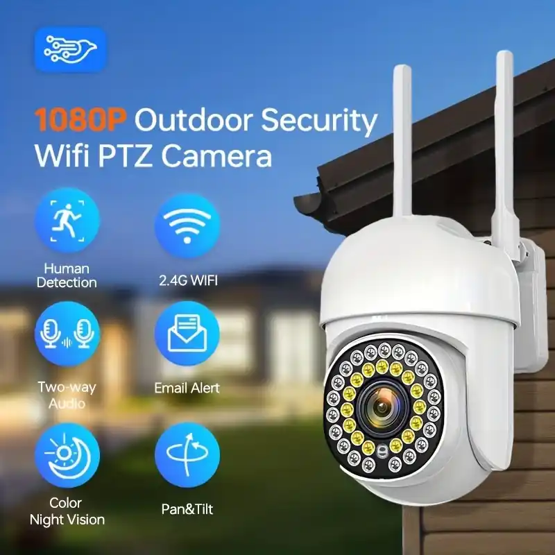 1080p Wifi Home Security Camera With Color Night Vision Motion Detection