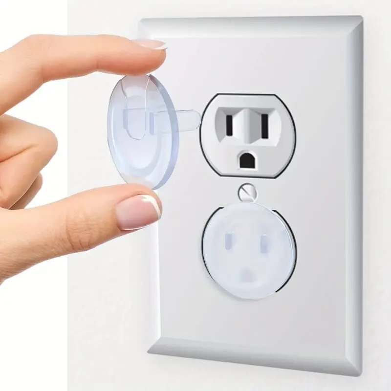 10pcs Childsafe Electric Outlet Covers Transparent 3hole Shockproof Socket Protectors