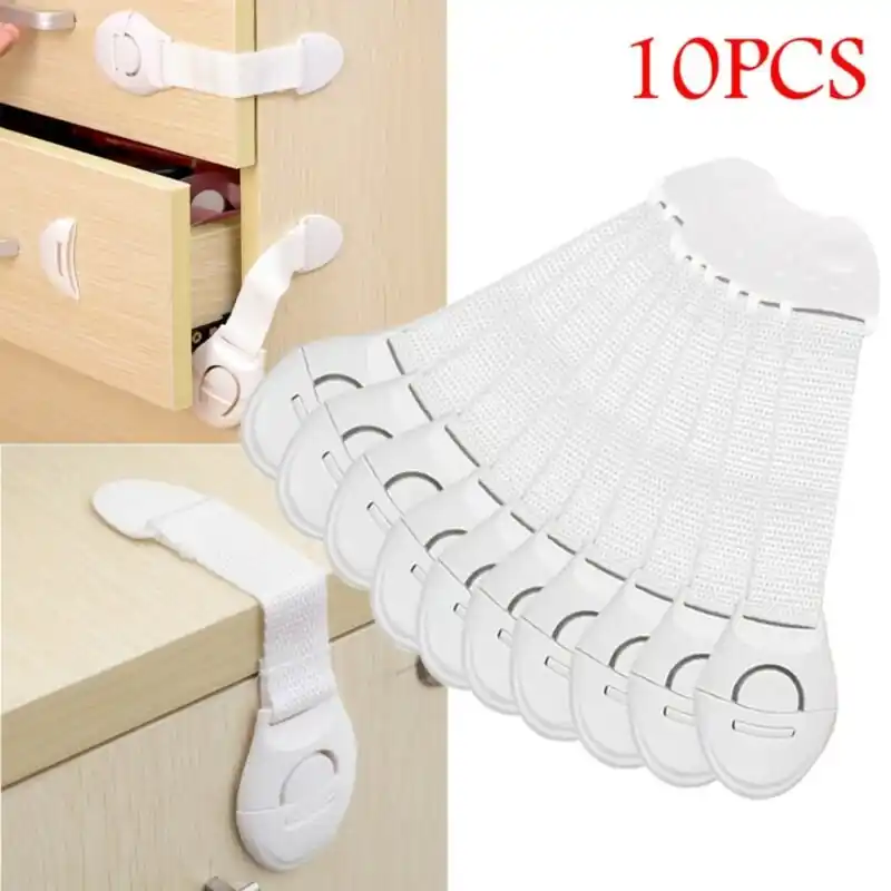 10pcs Baby Safety Cabinet Locks Secure Easytoinstall White Drawer Door Locks